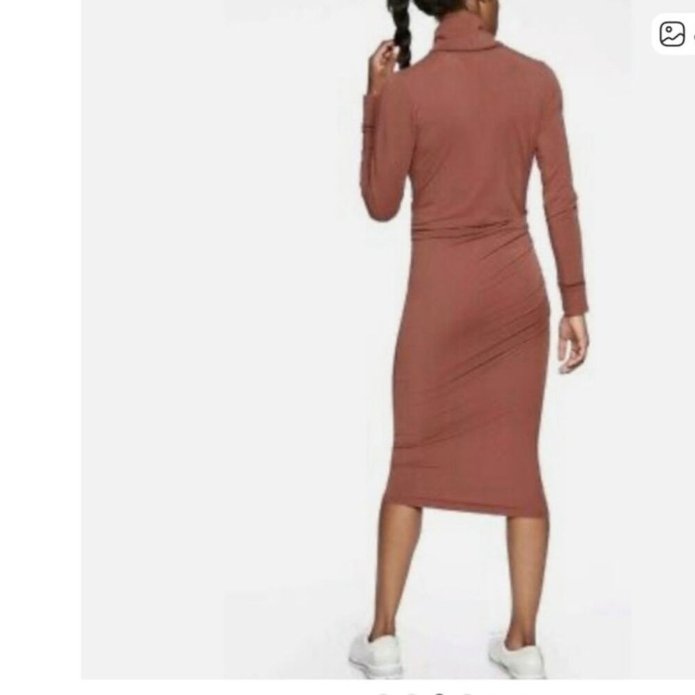 Athleta Industry Turtleneck Midi Dress in Havana Brown Size Large - Picture 2 of 8